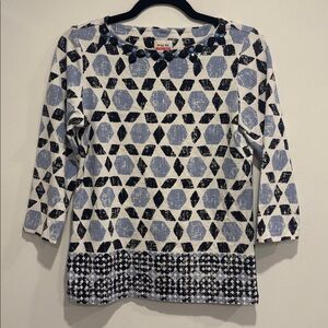 Ruby Rd. Blue and Black Patterned Top